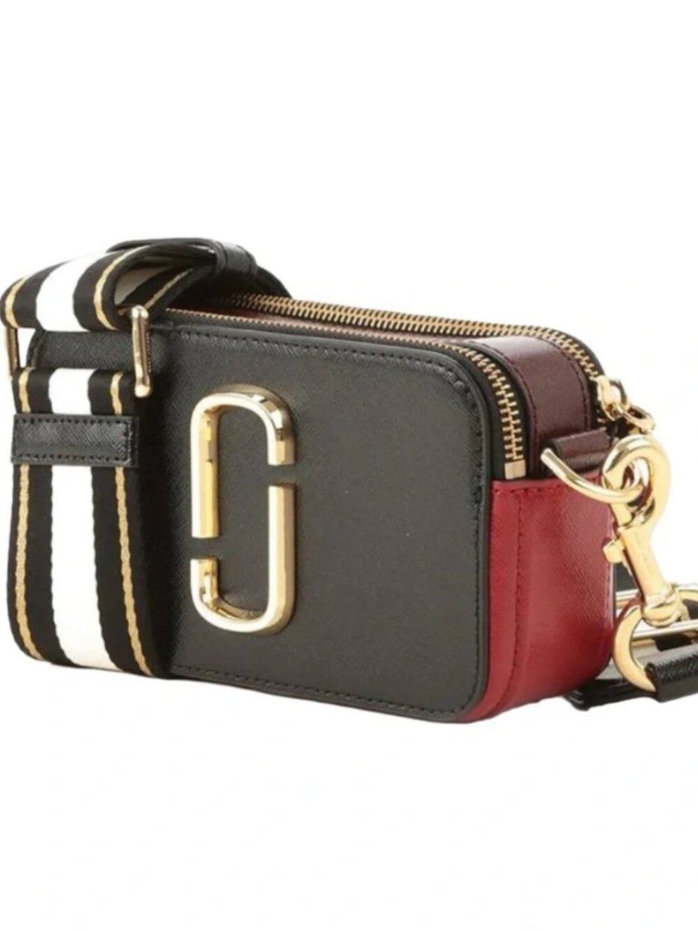 Marc Jacobs The Snapshot Black/Red/Burgundi Leather Crossbody Bag